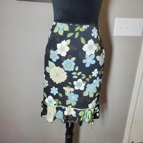 Vintage Black Green & Blue Floral Skirt by LunaChix / 90s Skirt / Y2K - Picture 4 of 10
